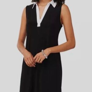 MSK Women's Contrast Trim Collared V-Neck Sleeveless Dress